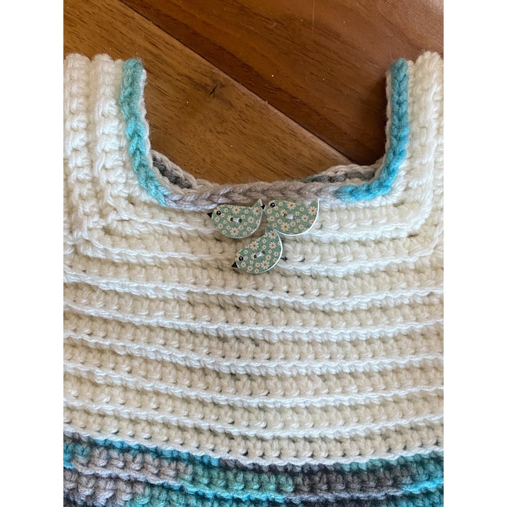 Blue Crochet Dress for Toddlers. Handmade, one of a kind. Excellent condition. - Picture 5 of 16